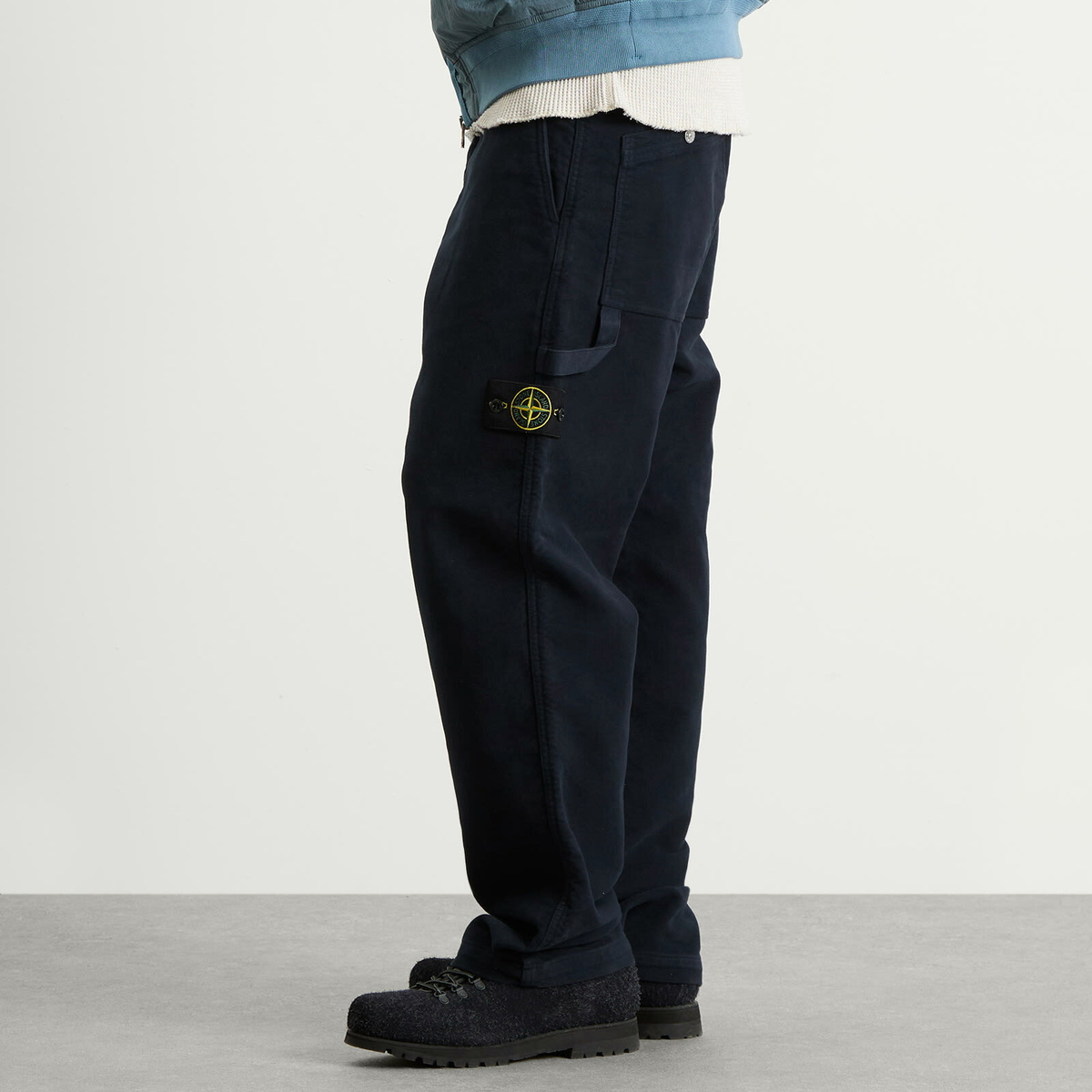 Stone Island Men's Cotton Moleskin-TC Trousers in Navy Blue