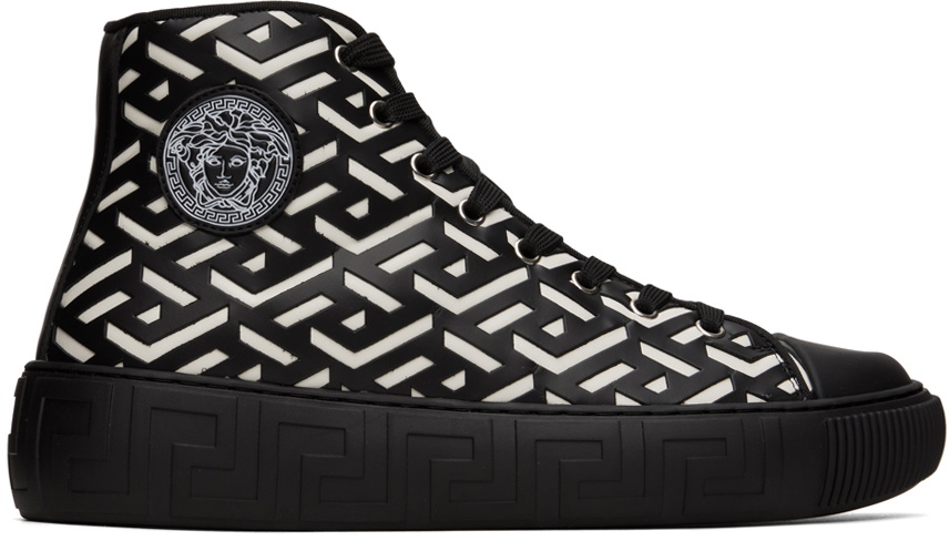 Versace Black & White La Greca Sneakers Versace