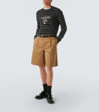 Prada Logo striped wool and cashmere sweater