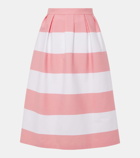 Carolina Herrera Striped pleated cotton-blend midi skirt