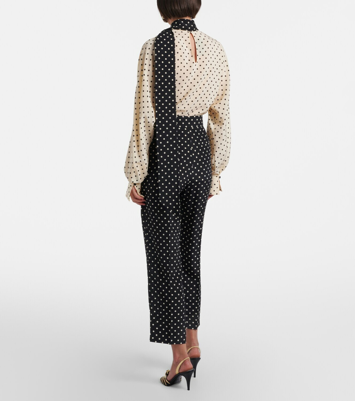 Valentino Silk crêpe de chine polka-dot straight pants