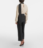 Valentino Silk crêpe de chine polka-dot straight pants