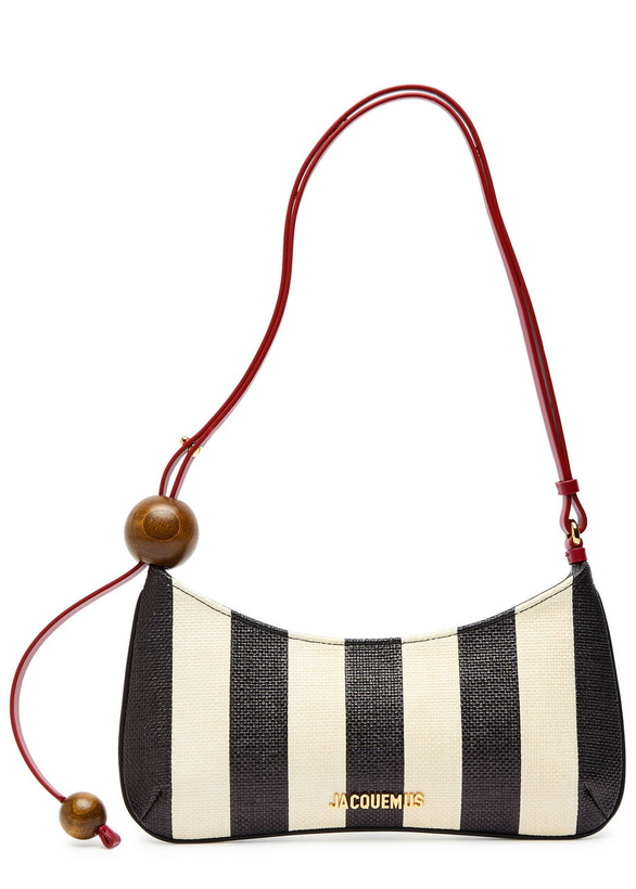 Photo: Jacquemus Le Bisou Perle Striped Woven Shoulder bag - Black - One Size