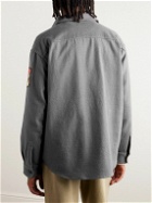 Cherry Los Angeles - Moleskin Logo-Appliquéd Brushed Cotton-Flannel Shirt - Gray