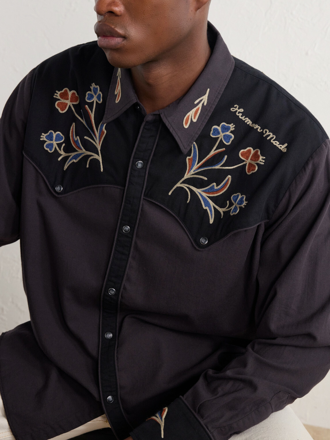 Human Made - Embroidered Cotton and Wool-Blend Twill Western Shirt - Purple