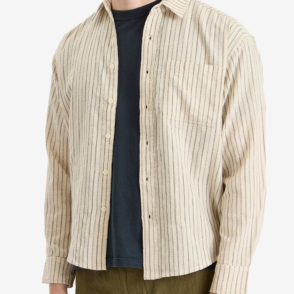 Café Mountain Men's Dotted Stripe Heritage Shirt in Chalk