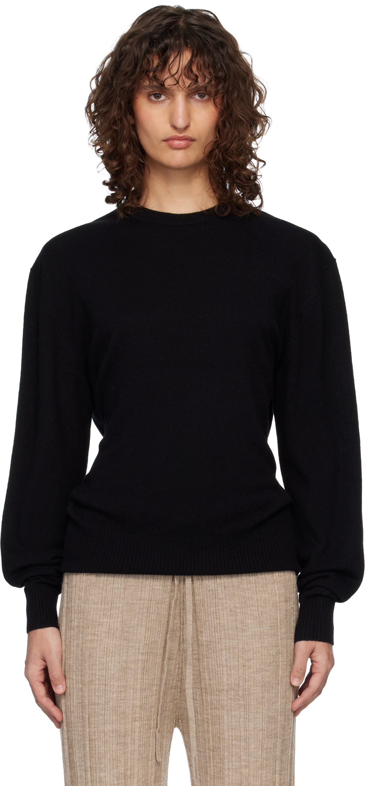 TOTEME Black Classic Cashmere Crew Knit Sweater