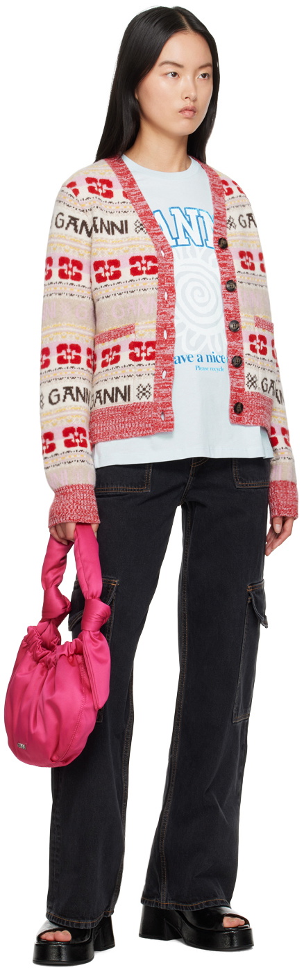 GANNI Red Jacquard Cardigan GANNI