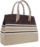 AMIRI Brown Woven Stripe Raffia Tote