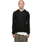 Rick Owens Black Cashmere Long Sleeve Hoodie