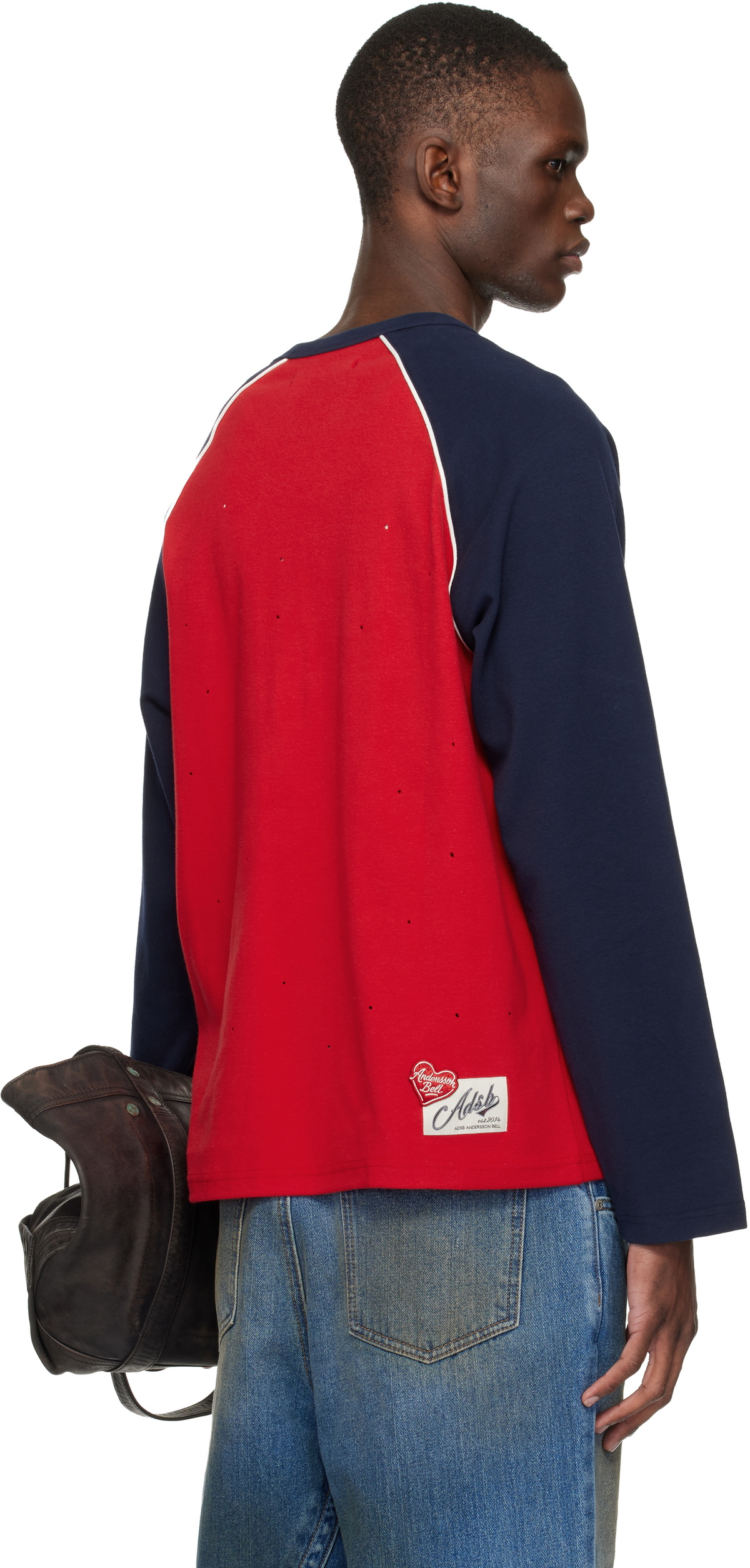 Andersson Bell Red & Navy Logo Wappen Raglan LS T-shirt