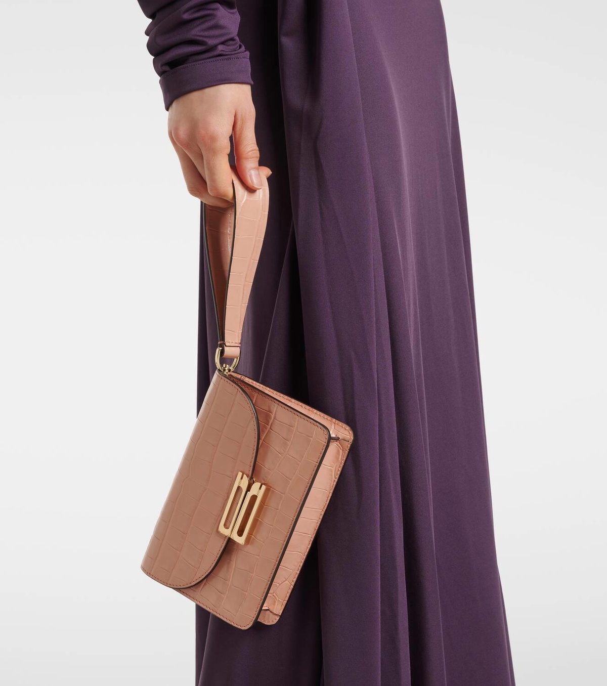 Victoria Beckham Dorian Nano croc-effect leather pouch with strap