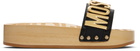Moschino Beige & Black Calfskin Wood Sandals