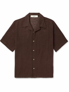 Séfr - Dalian Camp-Collar Cotton and Linen-Blend Shirt - Brown