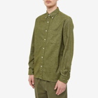 Beams Plus Men's Button Down Solid Flannel Shirt in Olive