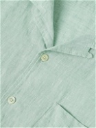 Hartford - Palm Convertible-Collar Linen Shirt - Blue