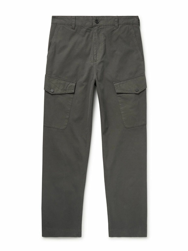Photo: Belstaff - Dispatch Straight-Leg Garment-Dyed Cotton Cargo Trousers - Gray