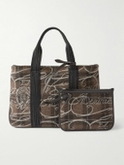 Berluti - Leather-Trimmed Scritto Checked Jacquard Tote Bag