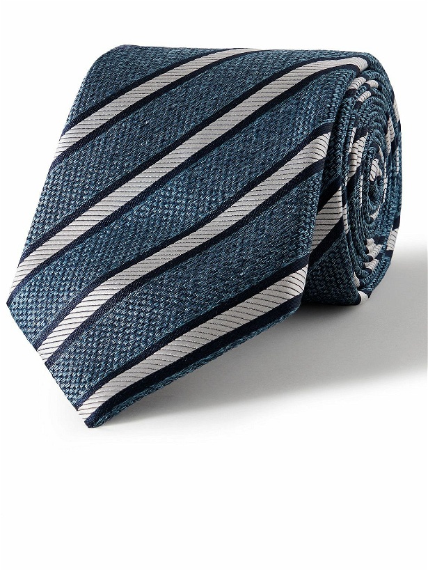 Photo: Canali - 8cm Striped Silk-Jacquard Tie