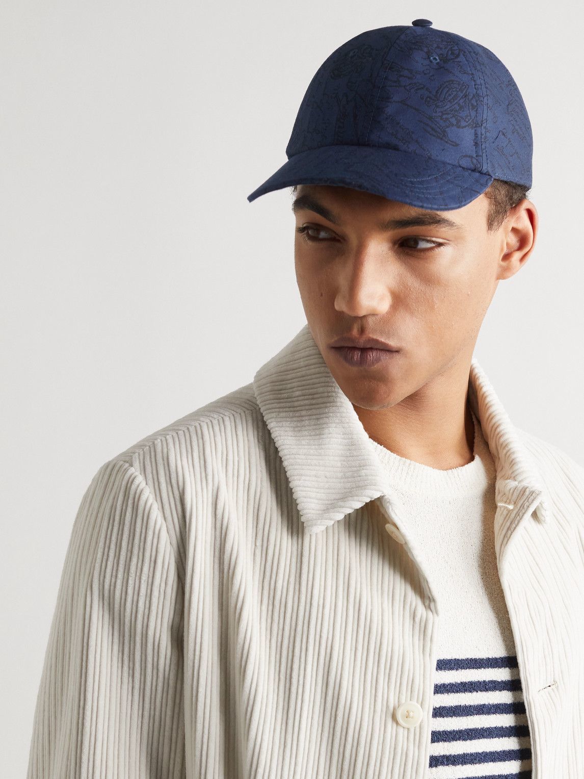 Berluti - Scritto Leather-Trimmed Logo-Jacquard Cotton Baseball Cap ...