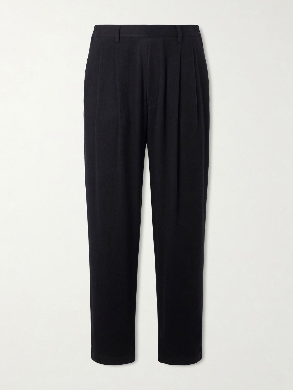 ssstein - Straight-Leg Silk-Blend Flannel Trousers - Black