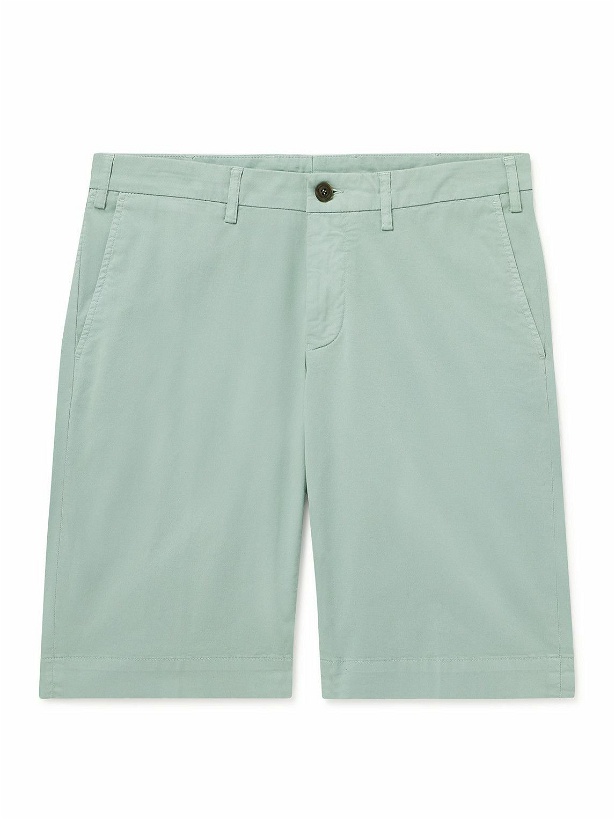 Photo: Canali - Straight-Leg Cotton-Blend Twill Bermuda Shorts - Green