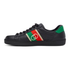 Gucci Black and Green Interlocking G Ace Sneakers