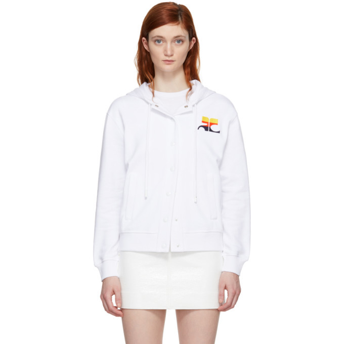 Photo: Courreges White Stripe Logo Snap Hoodie