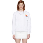 Courreges White Stripe Logo Snap Hoodie