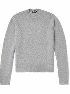 TOM FORD - Slim-Ft Logo-Embroidered Brushed-Cashmere Sweater - Gray