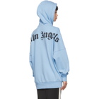 Palm Angels Blue Logo Zip-Up Hoodie