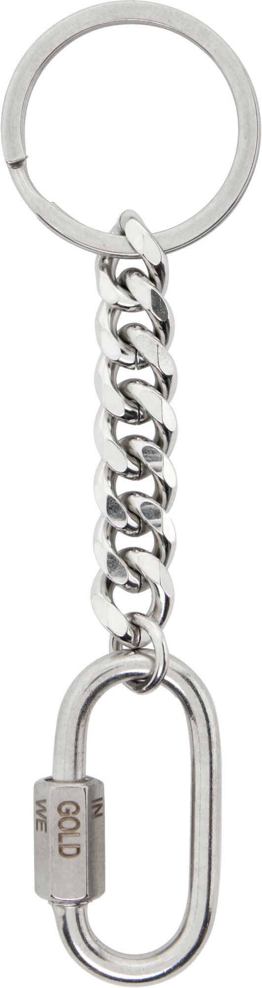 IN GOLD WE TRUST PARIS Silver Curb Chain Keychain