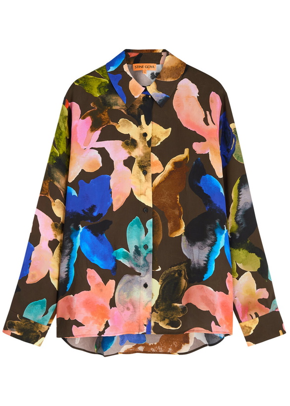 Photo: Stine Goya Floral-print Matte Satin Shirt Multicoloured