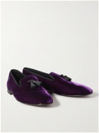 TOM FORD - William Tasselled Leather-Trimmed Velvet Loafers - Purple