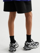 Balenciaga - Wide-Leg Logo-Print Cotton-Jersey Shorts - Black