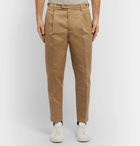 Barena - Navy Masco Tapered Pleated Cotton-Twill Trousers - Neutrals