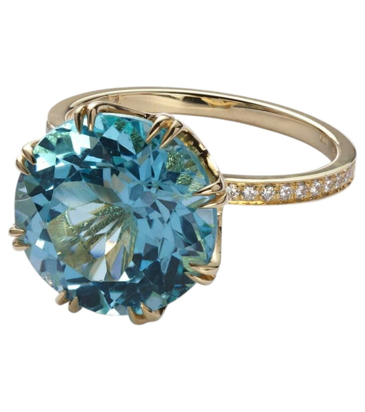 Photo: Ileana Makri Solitaire Crown 18kt gold ring with topaz and diamonds