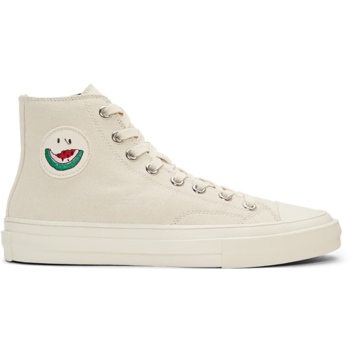 Photo: PS by Paul Smith Ecru Watermelon Kirk High-Top Sneakers