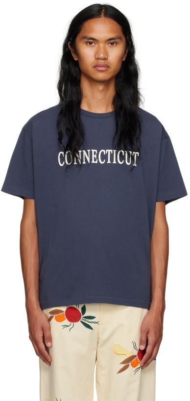 Photo: Bode Navy 'Connecticut' T-Shirt