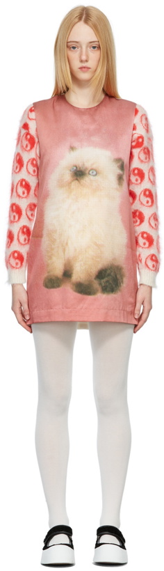 Photo: Ashley Williams SSENSE Exclusive Pink & White Cat A Line Mini Dress