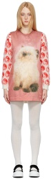 Ashley Williams SSENSE Exclusive Pink & White Cat A Line Mini Dress