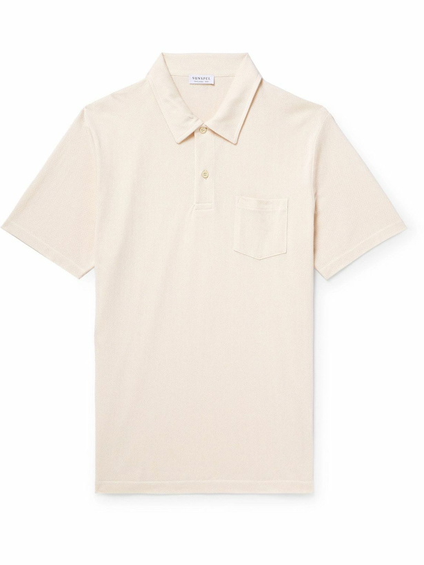 Photo: Sunspel - Riviera Slim-Fit Cotton-Mesh Polo Shirt - Neutrals