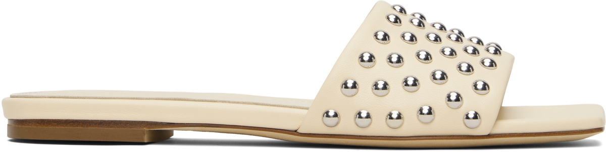 Aeyde White Leigh Leather Toe-Post Heeled Sandals Aeyde