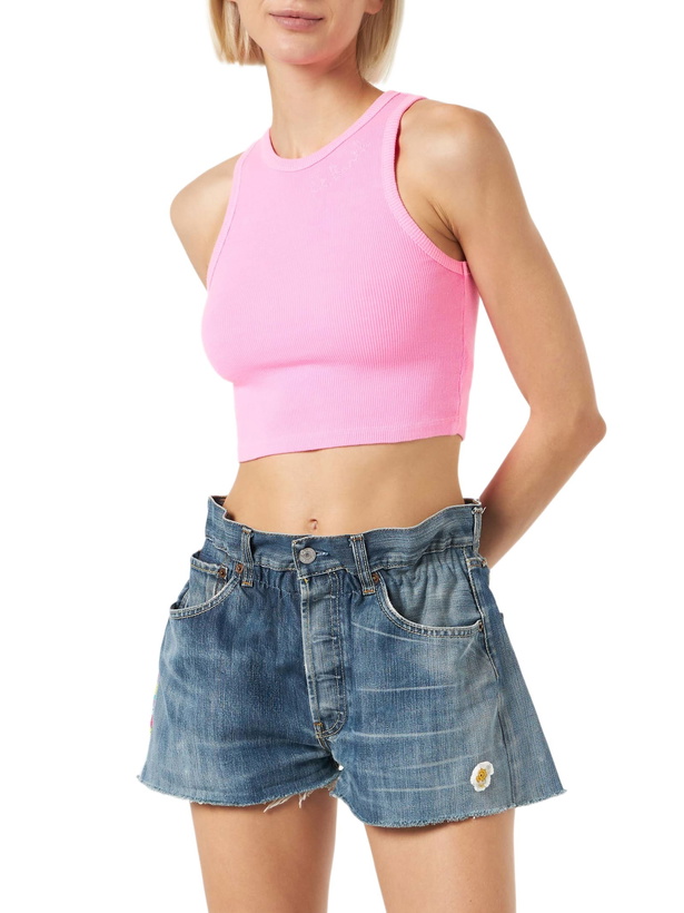 Photo: MC2 Saint Barth Cotton Crop Tank Top With St. Barth Embroidery