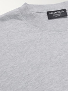 Balenciaga - Oversized Logo-Embroidered Cotton-Jersey T-Shirt - Gray