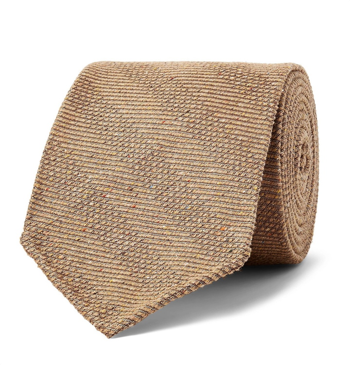 Photo: Kingsman - Drake's 8cm Striped Mélange Textured-Silk Tie - Brown