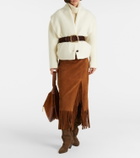 Polo Ralph Lauren Fringed suede midi skirt