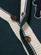Mr P. - Golf Logo-Appliquéd Striped Merino Wool Cardigan - Green