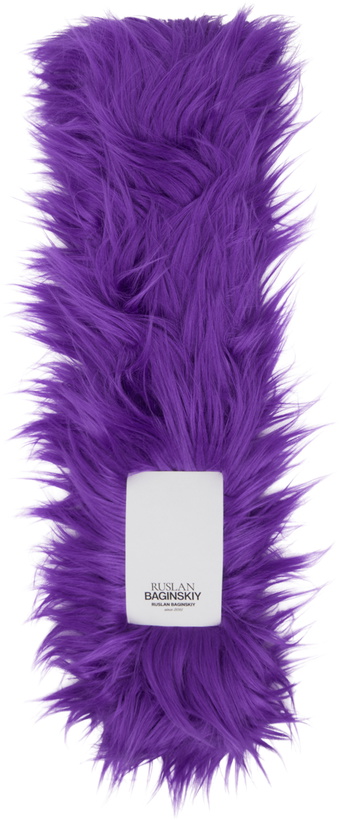 Photo: Ruslan Baginskiy Purple Faux-Fur Logo-Patch Scarf