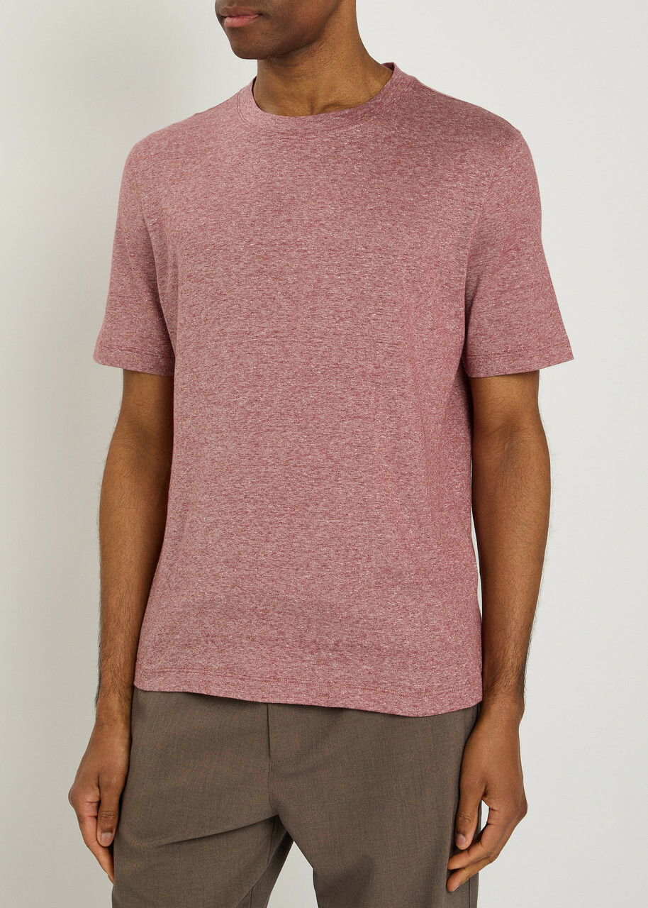 Brunello Cucinelli Linen and Cotton-blend T-shirt Coral